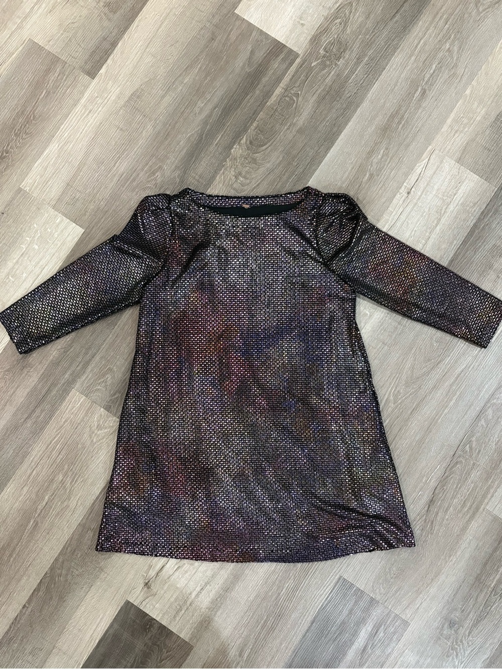 Free People Metallic Iridescent Shift Dress Pockets Cap Shoulder Cocktail Party